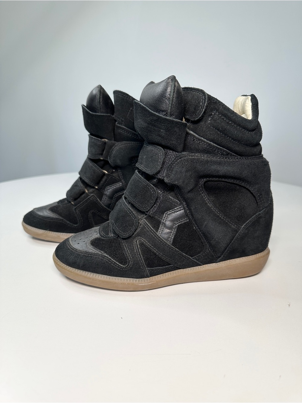 Isabel Marant Black Suede Leather Hidden Wedge Bekett Sneakers - Women 35 5